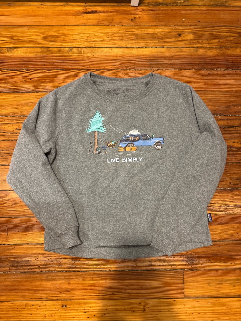 Patagonia Gray Crewneck Sweatshirt with Outdoor Truck Graphic